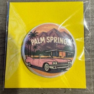 Palm Springs Midcentury Pink Cadillac 1” Pin Button